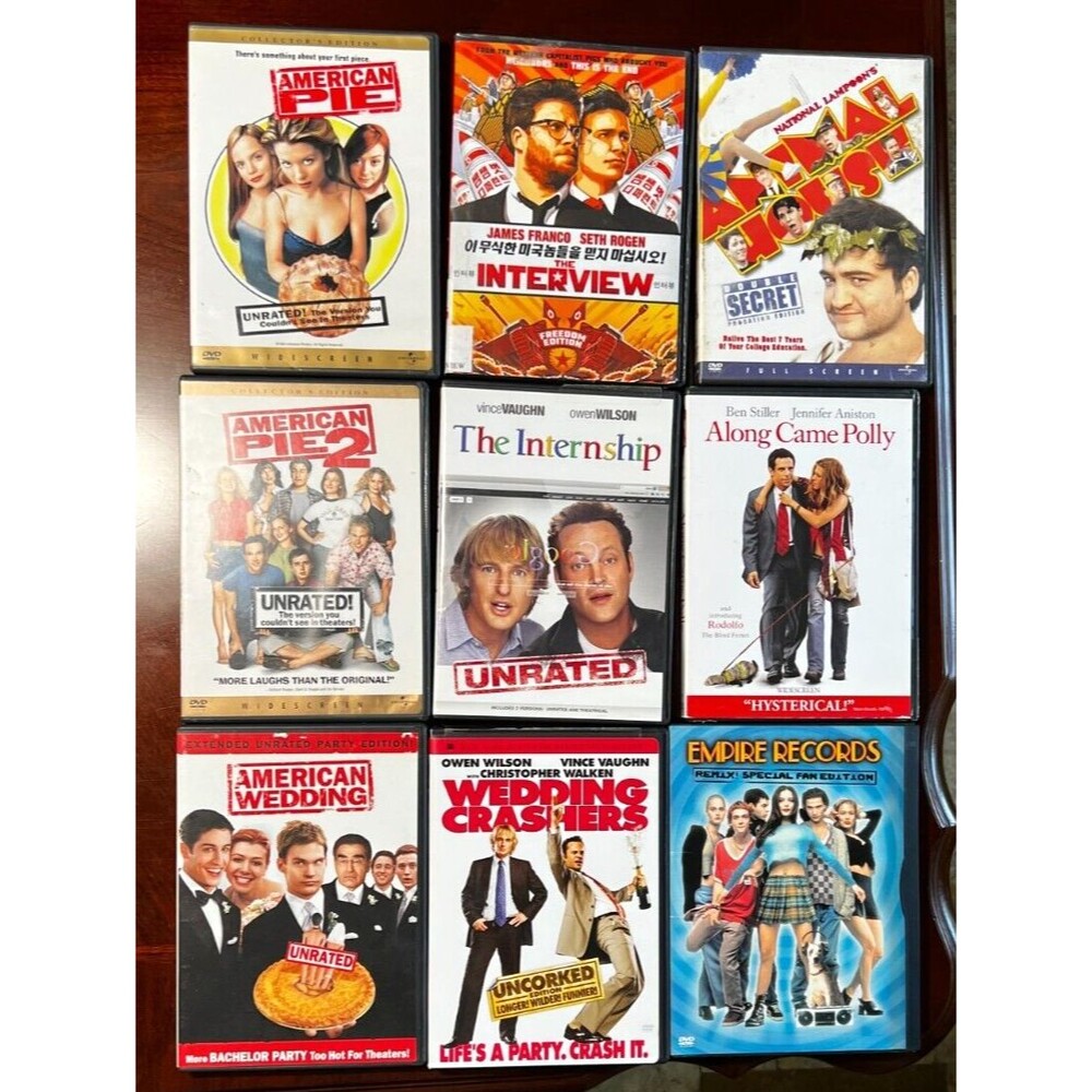 American Pie Series, Animal House, Wedding Crashers,& More DVDs Bundle Lot of 9